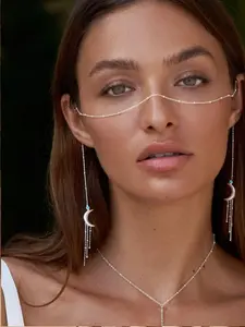 Moon Gemstone Body Chain Pendant Face Chain Decoration, Perfect Gift for Friends, Sensual Welcome Design, 1 Piece