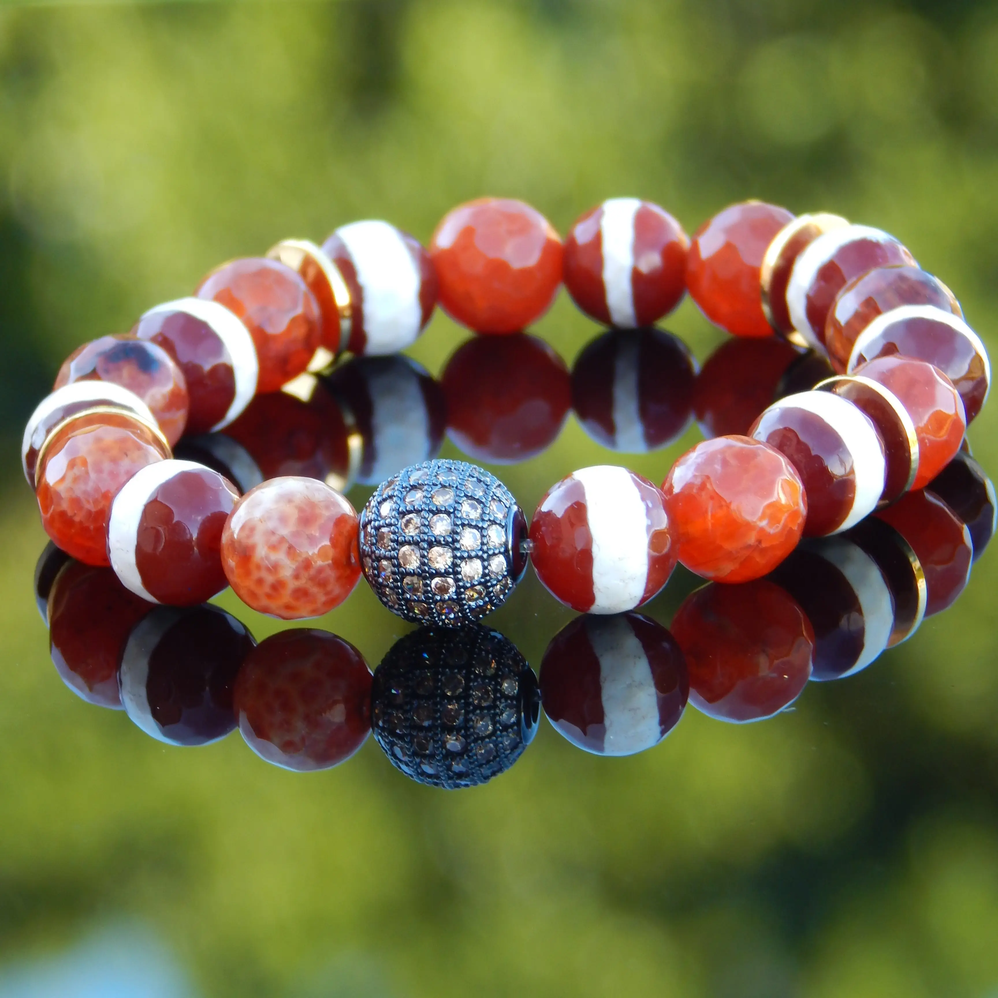Tibetan Dzi Agate Gemstone Bracelet 10mm