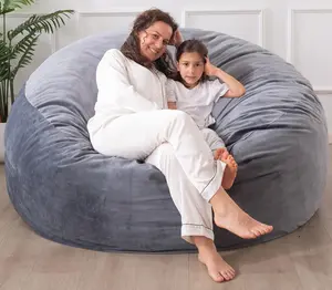 3 ft / 4 ft Bean Bag Chair,Large Bean Bag Chairs for Adults with Memory Foam Filling,Lazy Bean Bag Sofa for Living Room,Ultra Soft Velvet Fabric,Pull-Handle,Side-Pocket
