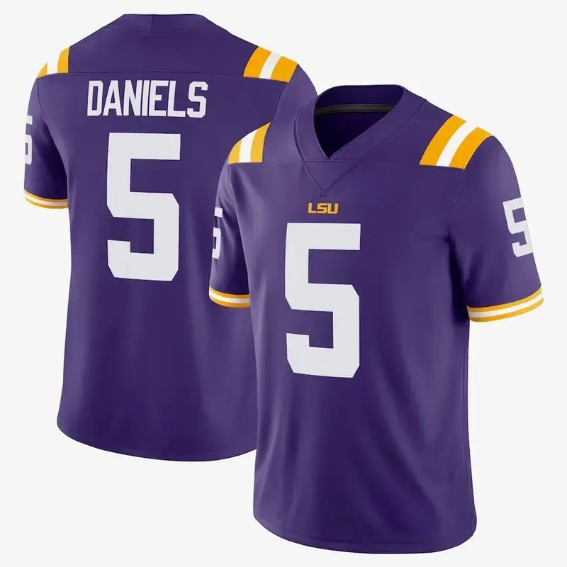 Men Football Jesey #5Daniels Jersey | Purple V-Neck @Tigers  Sports Shirt | Lightweight Athletic Top