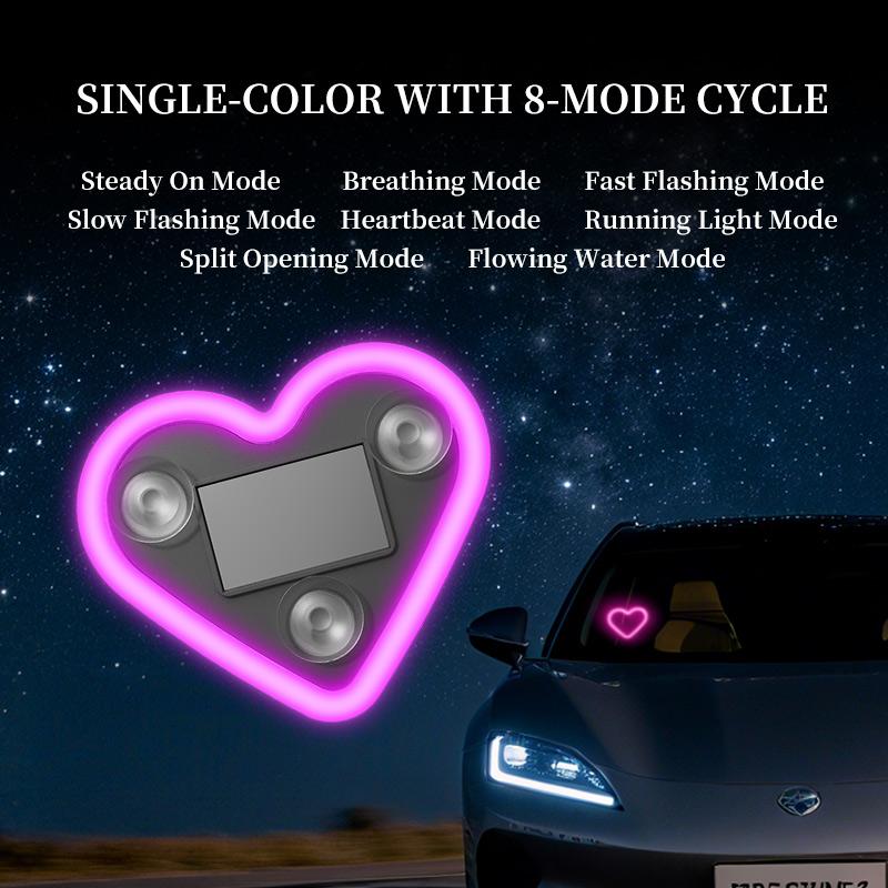 Joytutus Solar Powered LED Heart Shape C-Pillar Neon Light Eco-Friendly Wireless Car Interior Decor 9.57mm x 8.42mm x 15.36mm