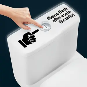 Toilet Flush Sign Sticker, Home Bathroom Tank Label, Warning Info, Suitable Size, 1 Piece, Easy to Apply, Durable Design