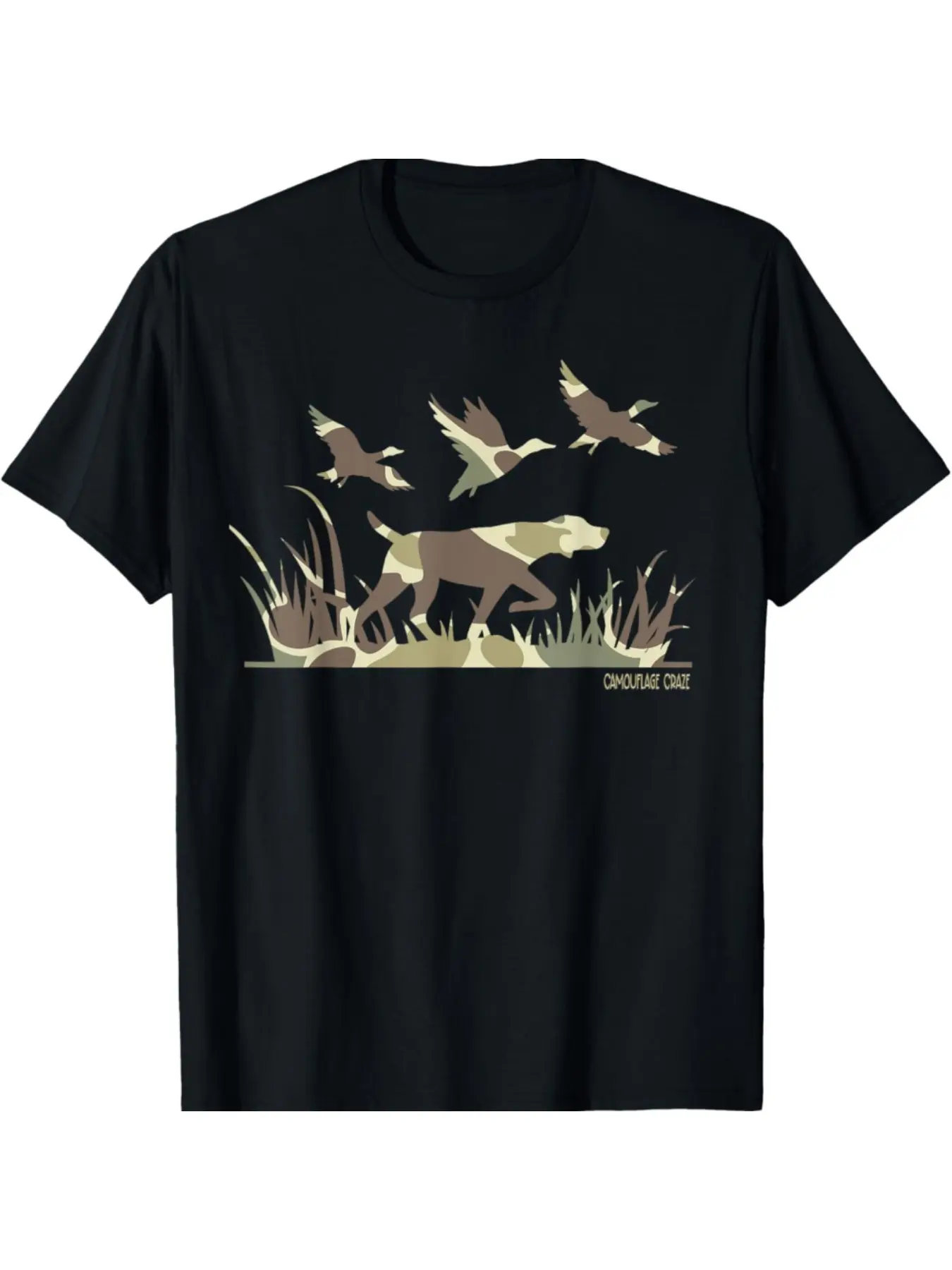 Duck hunting camouflage camouflage indicator dog camouflage duck hunter T-shirt 100% cotton, mature style, regular version, skin-friendly softness, minimalist style, unisex fit, travel outfit, Presidents' Day