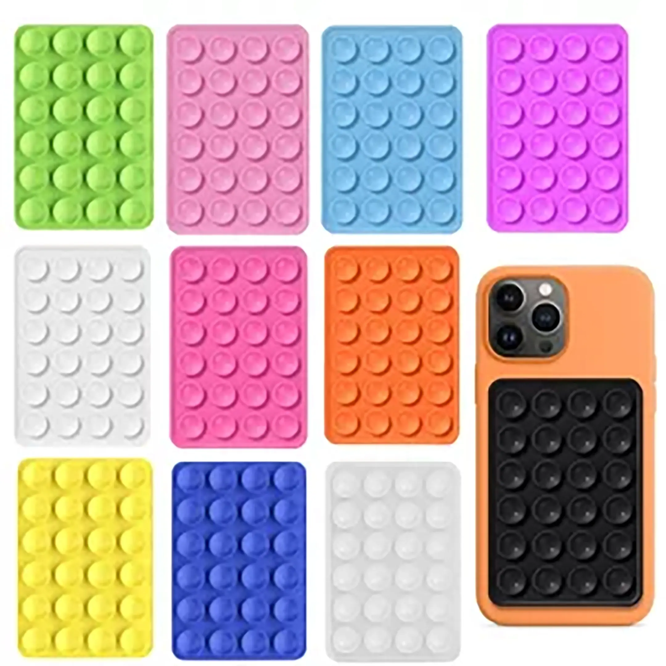 2 PCS Multi-Colors Silicone Suction Cup Phone Holder, Non-Slip Sticky Phone Grip for Selfies, Hands-Free Use, and Videos