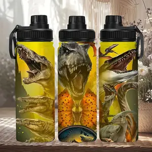 1pc Jurassic World theme water bottle, 20oz Tyrannosaurus stainless steel insulated cup, portable carry-on cup, Hydration Tumbler, suitable for hot & cold drinks, ideal for outdoor travel, Christmas & birthday gifts