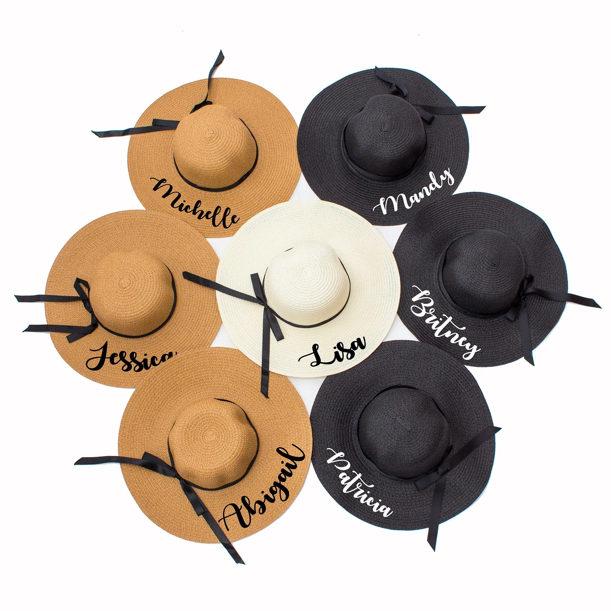 Custom Floppy Sun Hats with Black Ribbon