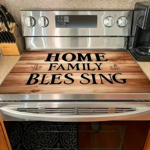 1pc Flat Wooden Decorative Rubber Pad for Stove Protection, Suitable for Electric Glass Stoves. It Is Scratch-Resistant And Serves Multiple Purposes, Including Use As a Flat Top Oven Cover, Washing Machine Protector, Mouse Pad, And Kitchen Decor