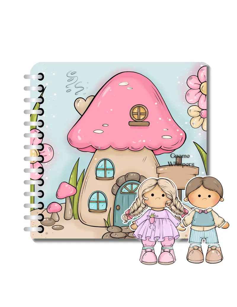 Gnome Whispers – Paper Dolls Activity Book (Velcro Dress-Up, 2 Dolls, 56 Accessories) | Spring Acorn