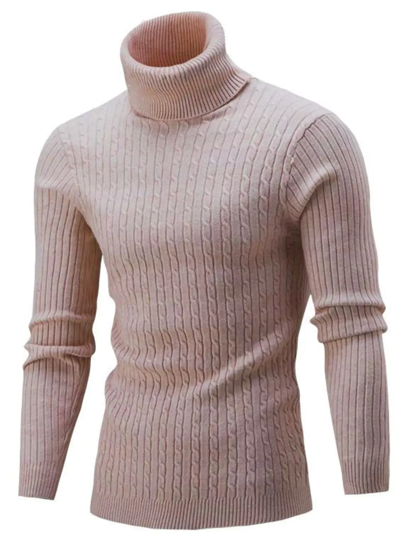 Men's Full Size Classic Cable Knit Turtleneck Sweater Plus Size