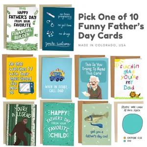 Funny Fathers Day Card - Funny Father's Day Cards for Dad - 5x7 Inch Individual Greeting Card with Kraft Envelope - Hand-Drawn Designs by Artists