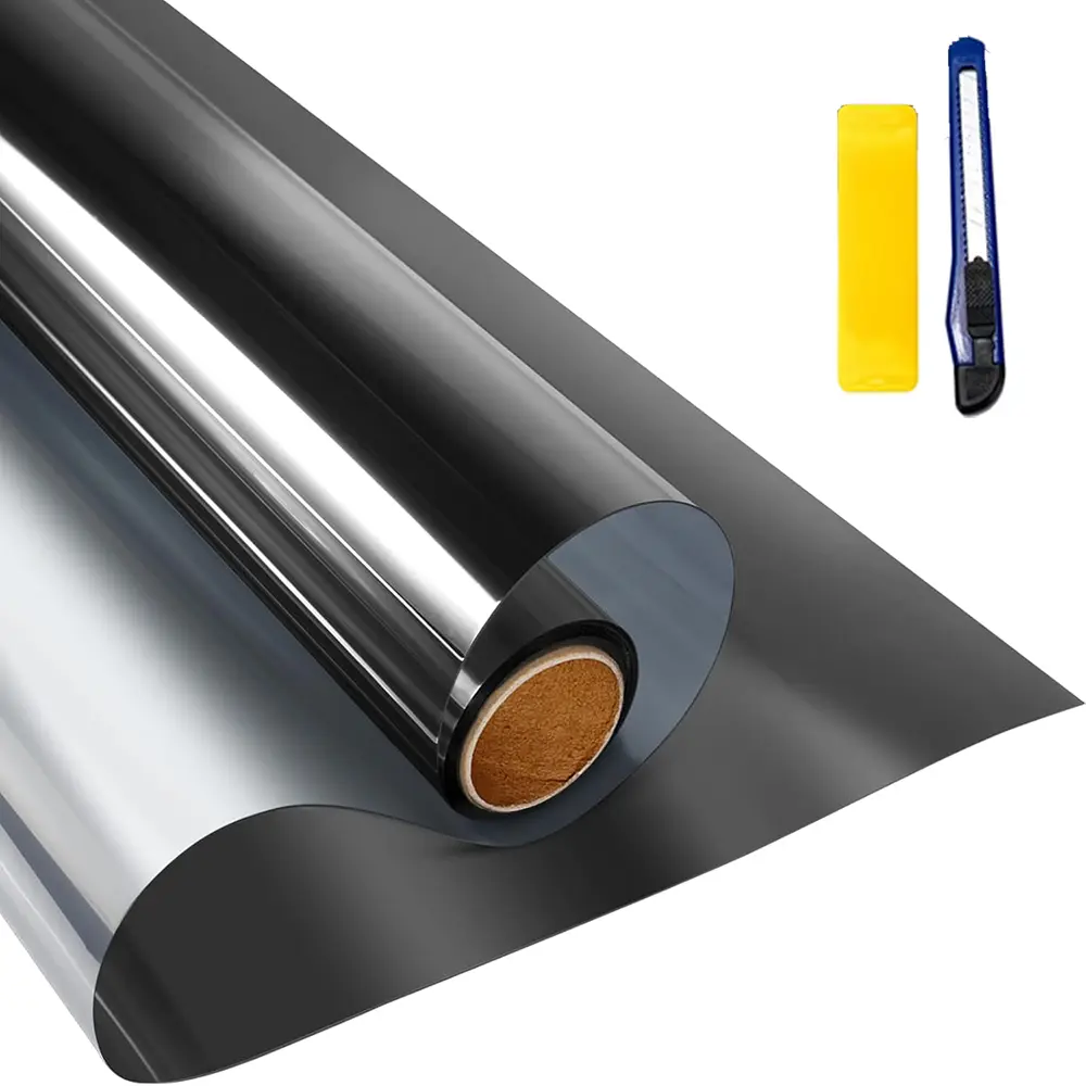 50*600cm - Window Privacy Film, Window Tint for Home, Sun Blocking UV Heat Blocker, See Out Not in Reflective Mirror Film, Removable Static Cling Glass Door Cover
