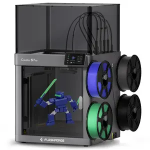 Flashforge Creator 5 Pro 4-Toolheads Enclosed Multi-Color 3D Printer | 500% Faster, Zero Purge Waste