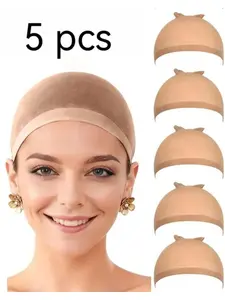 5 Skin Tone Invisible HD Wig Caps, Ultra-Thin Breathable High Elastic Design, Comfortable Natural Fit, Suitable for Sleep Hair Care Daily Use, High Elasticity Wig Caps