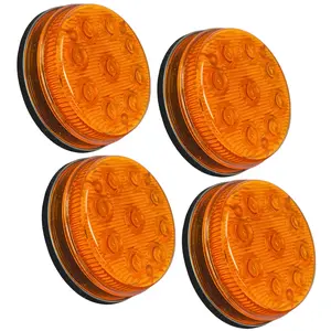 4 PC 3-1/7" Round LED Light Black ABS Base Side Marker Clearance S/T/T 3 Wire Design 9 LEDs IP 67 for Trailers Red Amber Chrome Plated Base Sealed Housing DOT FMVSS 108/SAE