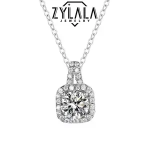 [128] S925 Sterling Silver Synthetic Moissanite?Necklace?Square?Shape?Moissanite?Necklace?Gift?For?Women's?Mother?Girl's?Wife
