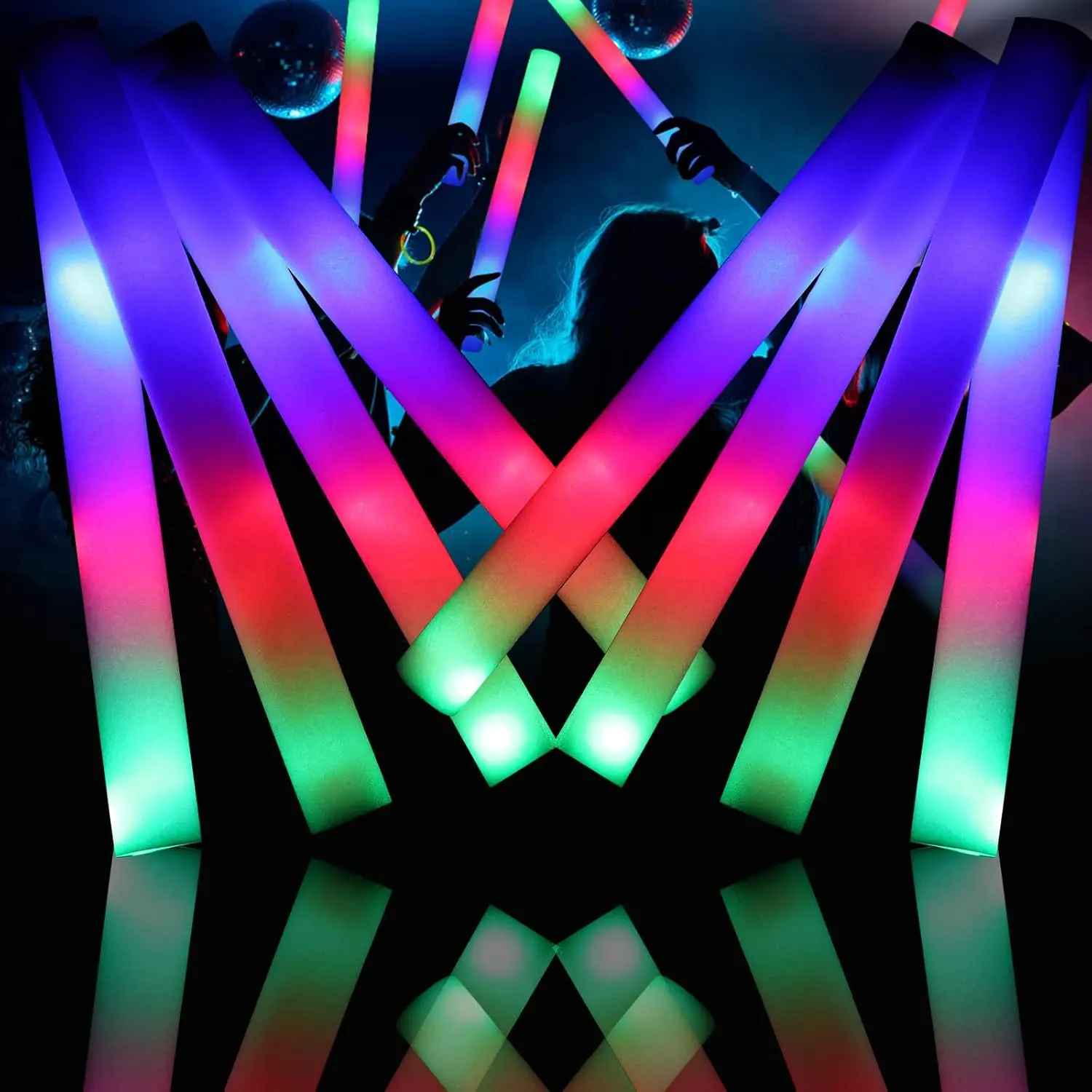 30PCS Foam Glow Sticks with Led Foam Glow Sticks,Glow in The Dark Party Supplies with 3 Flashing Modes,Light up Foam Sticks for Wedding,Halloween, Christmas, Concerts, Birthday