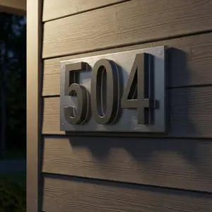 5 inch backlit house numbers - 6000k Stainless Steel - Waterproof