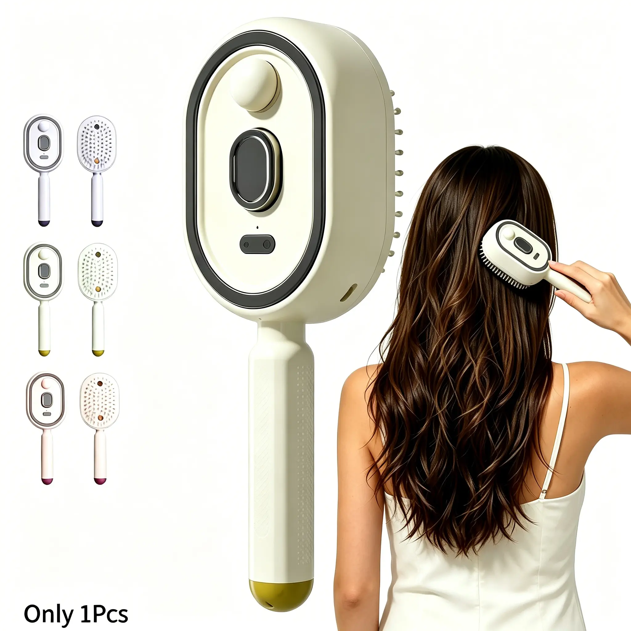 Electric Cushion Massage Comb with Air Spray, Self-Cleaning, Anti-Tangle, Anti-Static, Volumizing Functions and Essential Oil Mist Aromatherapy Hair Care - USB Rechargeable Suitable for Home and Travel