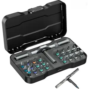 24 In 1 Set, 2025 Upgraded Multifunction Ratchet Tool with Removable T Handle, 24 in 1 Ratchet Allen Wrench Set for  Home Improvement Computer Bicycle Repair Hardware Heavy Duty Impact Industrial Metal