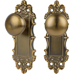 Brass Dummy Door Knobs Interior 2 Pack Doorknob Antique Door Handle   Door Pulls for Pantry Door Hallway