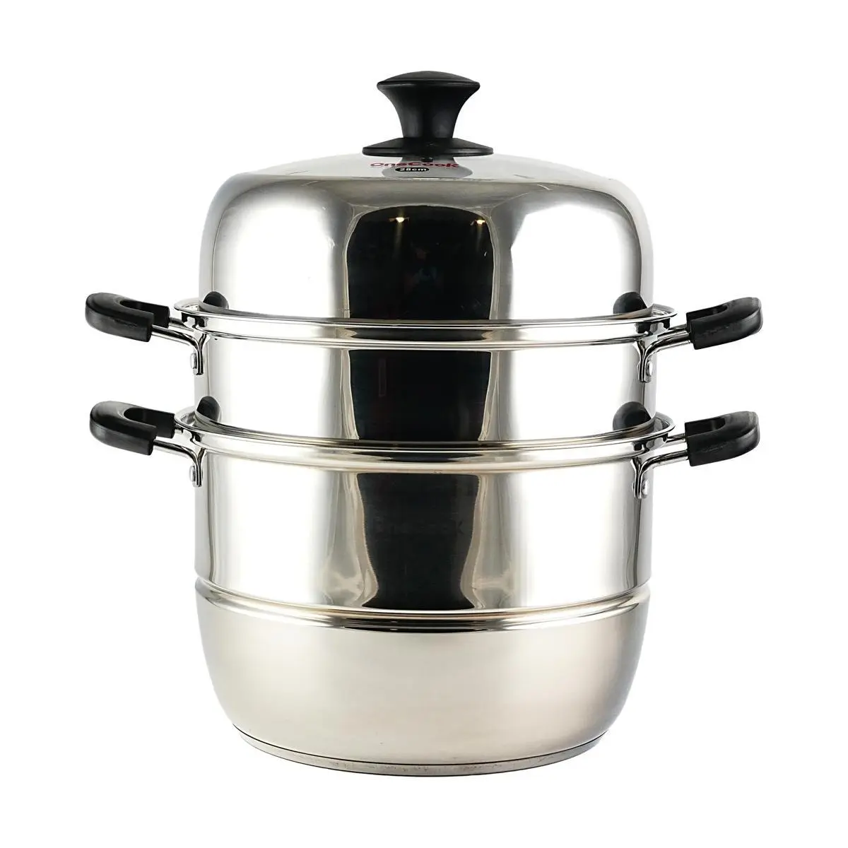 OneCook 28CM Stainless Steel Steamer Pot, 3-Layer Multi-Cooker for Steaming Fish, Vegetables, Dumplings, Compatible with All Stoves