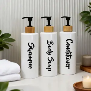 3 PCS Shampoo Conditioner Dispenser Bottle with Bamboo Pump for Bathroom Essentials