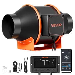 fathersdaygift  VEVOR Inline Duct Fan, 205 CFM 4 inch EC Motor Exhaust Ventilation Fan with 10-Speed, PWM Controller, App Control, Temperature Humidity Sensor, Cooling for Grow Tent, Indoor Gardening, Hydroponics
