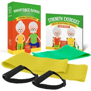 Chair Exercise Program with Two Resistance Bands, Handles and Printed Exercise Guide. Suitable for Rehab or Physical . Thoughtful  for Grandma or Grandpa