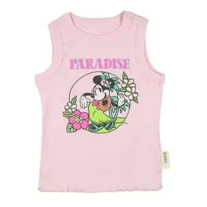 Disney Minnie Mouse Tank-Top Girls' Paradise Ruffled Hem Sleeveless Shirt