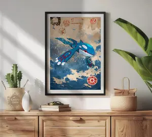[Unframed Poster] Kyogre Poster - Japanese Tapestry Style Ocean Legendary Art