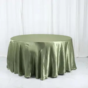 Satin Round Tablecloth 120" Dusty Sage Green - Seamless Table Cover