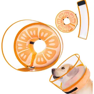 Inflatable Dog Cone Collar for Large Medium Small Dogs, Soft Dog Donut Collar Adjustable Recovery Cone for Pets After Surgery, Extra Enhanced Anti-Licking Guard Shield for Pets (Large, Orange)