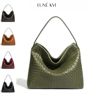 LUNÉ KVI New Handwoven Tote Bag for Women Retro-Chic Large Capacity Underarm Bag Commuter-Friendly Versatile Shoulder Crossbody Stylish and Refined Handbag