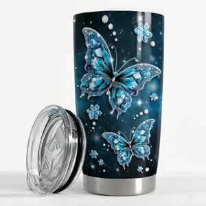 SANDJEST Butterfly Tumbler 22oz Stainless Steel Insulated Tumblers Coffee Travel Mug Cup Jewelry Drawings Style Butterfly Gifts for Women Girls Teen Gift for Birthday Christmas