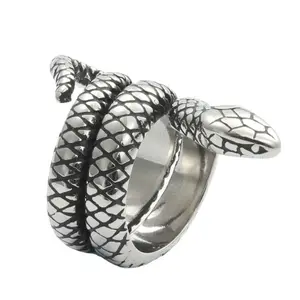 snake ring titanium steel snake ring retro trendy male punk big stainless steel python king ring