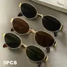 Women's 3-Pack Classic Oval Metal Frame Sunglasses with Tinted Lenses - Fashionable Female Casual Eyewear, Convenient Backup Pairs for Everyday, Beach Wear