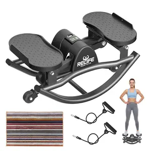 RELIFE REBUILD YOUR LIFE Twist Rocking Stepper Exercise Machine, 3D Side Stepper for Home Gym, Compact Stair Stepper with Resistance Bands & Digital Counter, Supports Up to 330 lbs, Summervibes