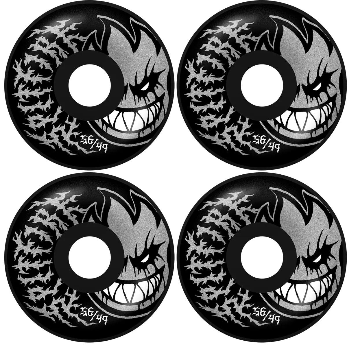 Spitfire Skateboard Wheels 56mm F4 99A Deathmask II Bighead Radial Full Black
