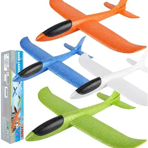 4 Pack Airplane Flying Toys, 17.5 Inch Large Throwing Foam Planes and Gliders with 2 Flight Modes for Outdoor Sports Games, Birthday Gifts for Kids Ages 3-12, Backyard and Park Play