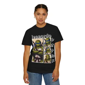 Leonardo Ninja Turtle T-Shirt | Retro Comic Panel Japanese Text graphic tees top gift
