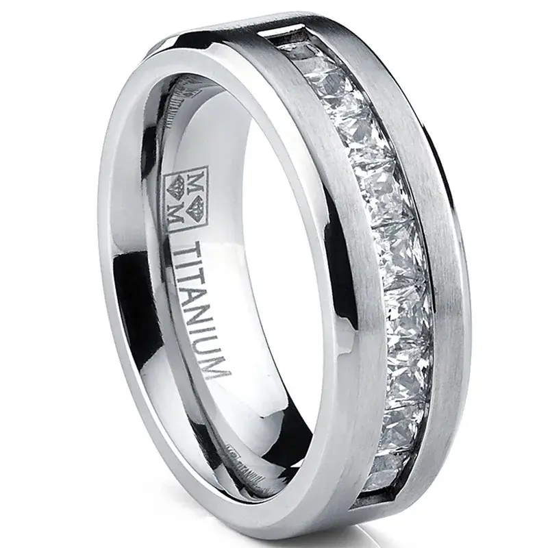 2025 Hot Selling Silver Plated Stainless Steel Rings For Men Square Cubic Zircon Ring Jewelry Accessories Wholesale Size 7-13