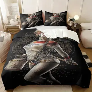 Dark and Cool Style Print Comforter Set, Including Comforter Cover and 1/2 Coreless Pillowcase, Harley Quinn Themed 3d Print Comforter Cover, Soft and Comfortable For All Seasons
