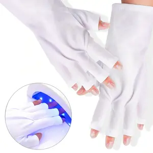 1pc White UV-Resistant Gel Manicure Glove – Professional Fingerless Protective Glove for Nail Art, Elastic & Breathable, Suitable for Home and Outdoor Use nails tool