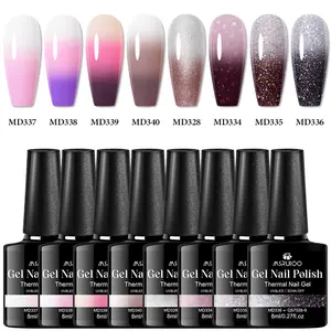 MSRUIOO 8pcs Temperature Change Gel Nail Polish Set, Colorful Gel Nail Polish Art, Soak Off UV/LED Manicure Gift Set Long-Lasting Salon Quality Nails, Perfect for Stylish DIY Manicures, Nail Polish Holographic