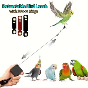 Retractable Stainless Steel Bird Leash Harnesses with 3 Foot Rings, Outdoor Flight Training Tool for Parrots and Other Birds