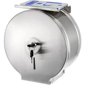 Paper Dispenser with Shelf, Wall Stainless 9 Inch Roll Paper Holder, Brushed Touchless Tissue Dispenser with Lock Key for Restroom