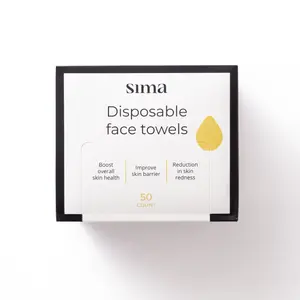Sima Disposable Face Towels - 50 Count XL 12x10 Inches Gentle Eco-Friendly Biodegradable for Sensitive Skin Makeup Removal & Facial Cleansing Gentle