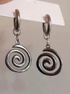 2pcs Y2k Gothic Jewelry Stainless Steel Swirl Earrings Cool Charms Fashionable Hoop Earrings For Women Fashion Cute Punk Jewelry Accessories