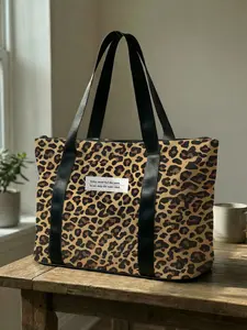 1 piece of Leopard Printed Handbag, Large Capacity Travel Duffel Bag, Portable Overnight Bag, Fashionable Travel Bag, Yoga Gym Bag, Portable Crossbody Bag with Shoe Storage Compartment, Travel Duffle Bag