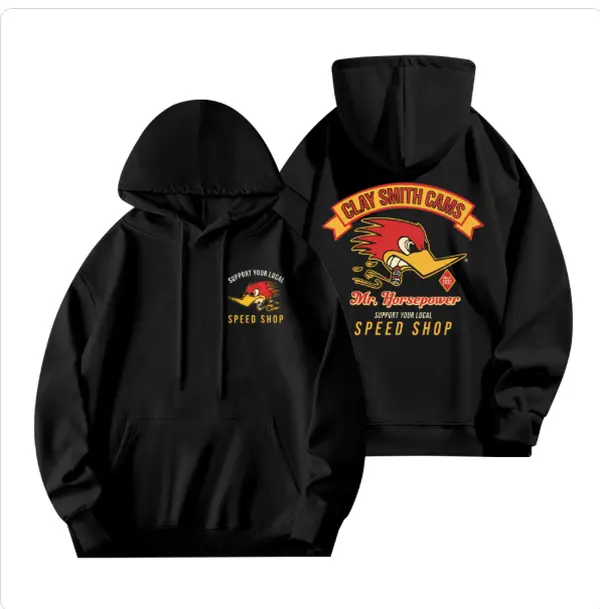 Clay Smith Cams Speed Shop Classic Racing Car Lover Hoodie, Sweatshirt, T-shirt for Casual Menswear, Perfect Racing Equipment for Enthusiasts
